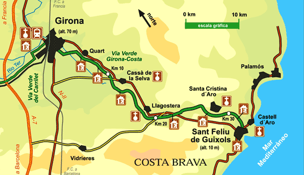 La ruta cicloturística transcurre entre Sant Feliu de Guíxols y Girona