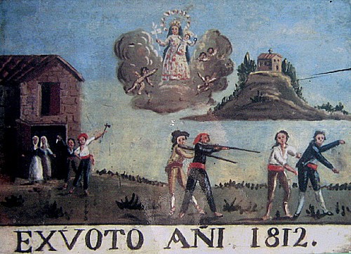 Imagen exvoto del Santuario de los Ángeles que representa la Guerra de la Independencia española de 1812