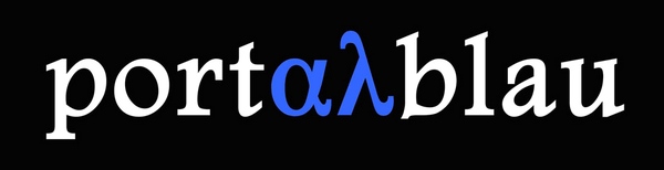 El logo del festival Portalblau, con su mezcla tipográfica, es ya toda una declaración de intenciones sobre la temática de sus espectáculos